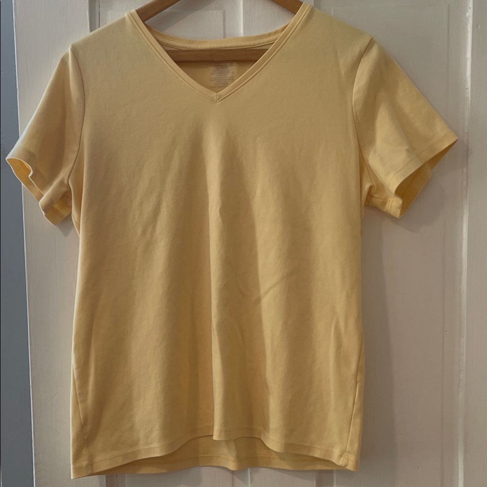 L.L. Bean Soft Yellow V-Neck Tee